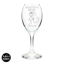 Personalised Purple Ronnie Wedding Bride Wine Glass